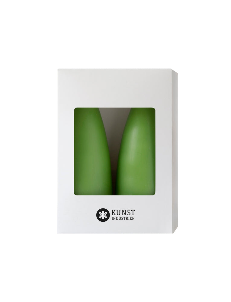 Colored Cone-Shaped Candles - ø-6.5 cm, length 16 cm - 2-pack - Light Green #37