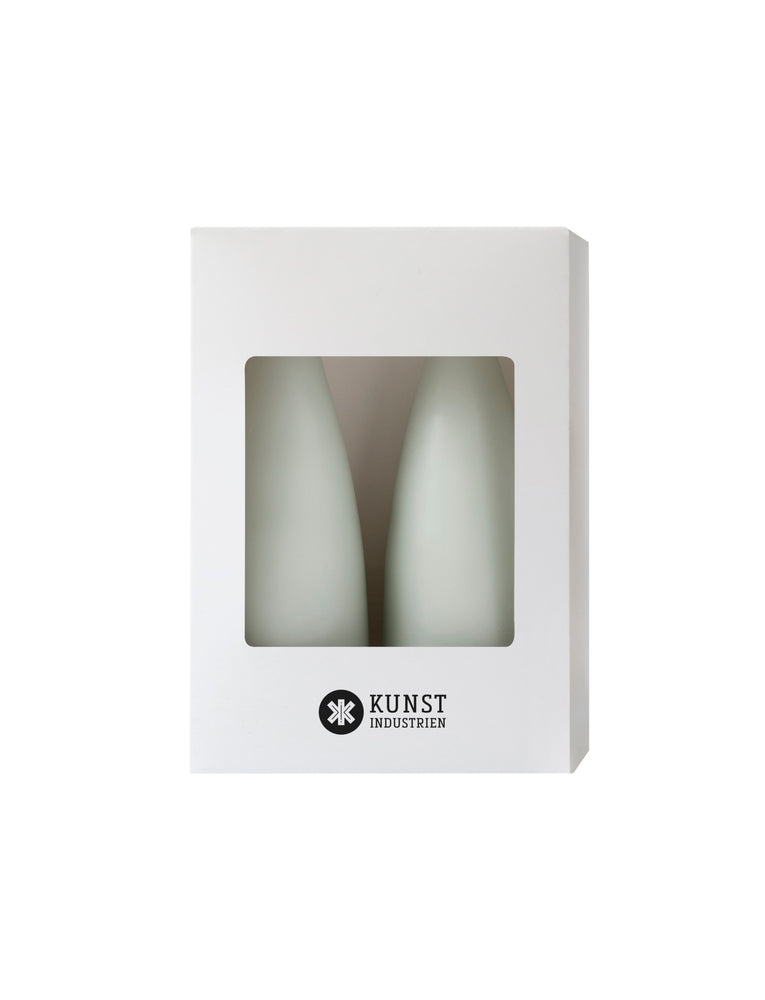 Farbige kegelförmige Kerzen – ø-6,5 cm, Länge 16 cm – 2er-Pack – Helles Resedagrün Nr. 39