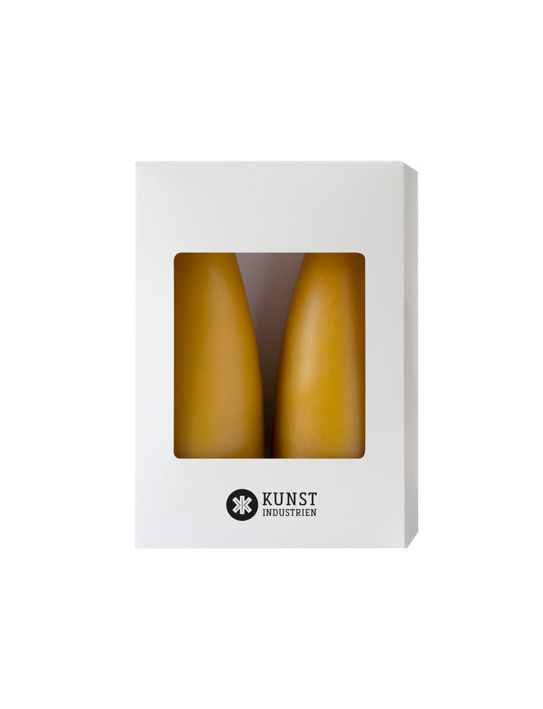Colored Cone-Shaped Candles - ø-6.5 cm, length 16 cm - 2-pack - Honey #69
