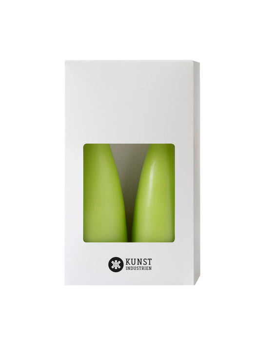 Farbige kegelförmige Kerzen – ø-6,5 cm, Länge 20 cm – 2er-Pack – Limette Nr. 31