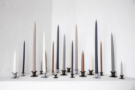 Hand dipped, dyed candle, in 4 pack - 2.2 cm x 45 cm - Charcoal Gray #92
