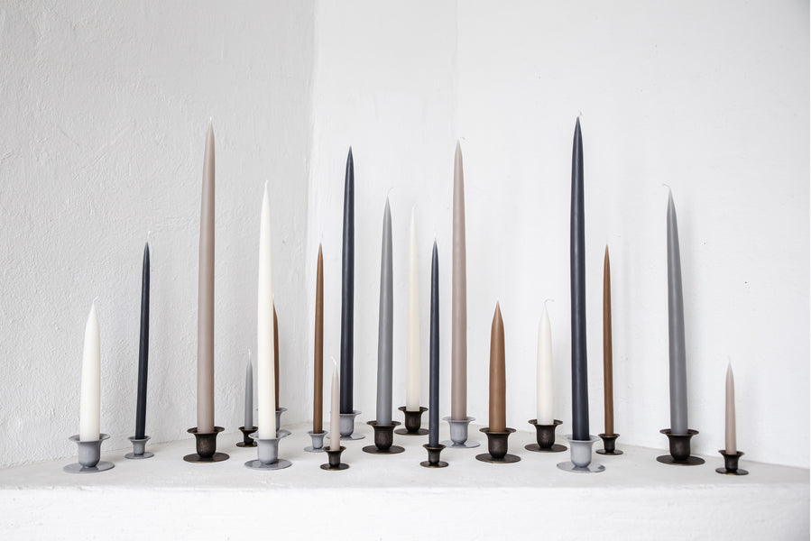 Hand dipped, dyed candle, in 4 pack - 2.2 cm x 45 cm - Charcoal Gray #92