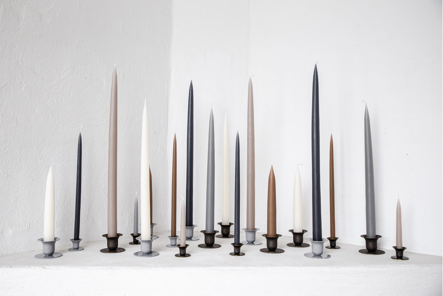 Hand dipped, dyed candle, in 4 pack - 2.2 cm x 45 cm - Charcoal Gray #92