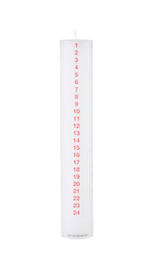 December Candle. 5 x 30 cm. w. RSPO Stearin. EN 15426 - Neon Red
