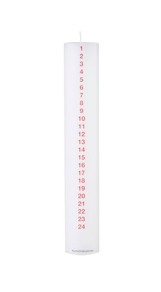 December Candle. 5 x 30 cm. w. RSPO Stearin. EN 15426 - Neon Red
