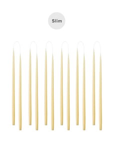 Slim coloured candle, Ø=1.3 cm H= 28 cm giftbox w. 12 pcs. - Ivory #05