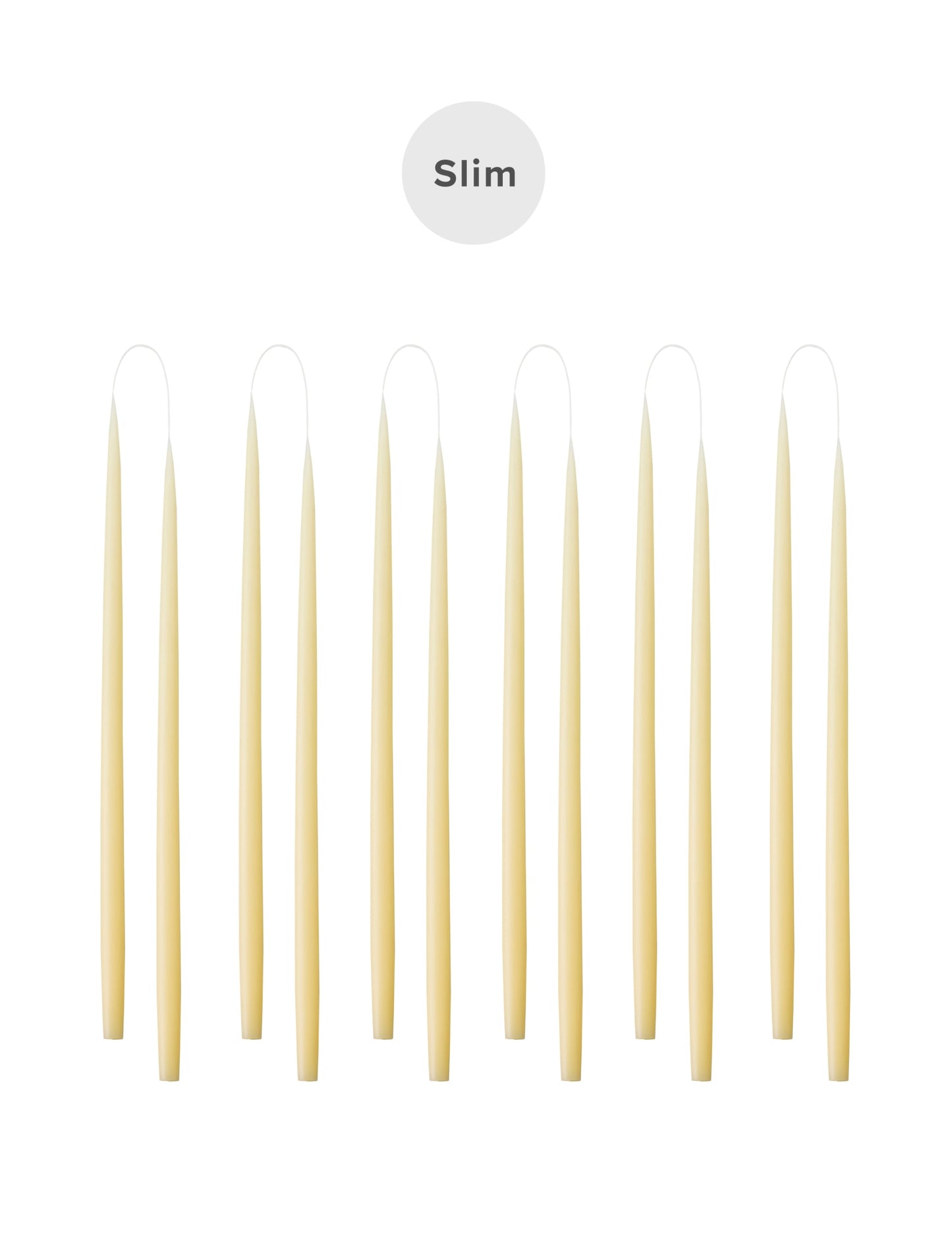 Slim coloured candle, Ø=1.3 cm H= 28 cm giftbox w. 12 pcs. - Ivory #05