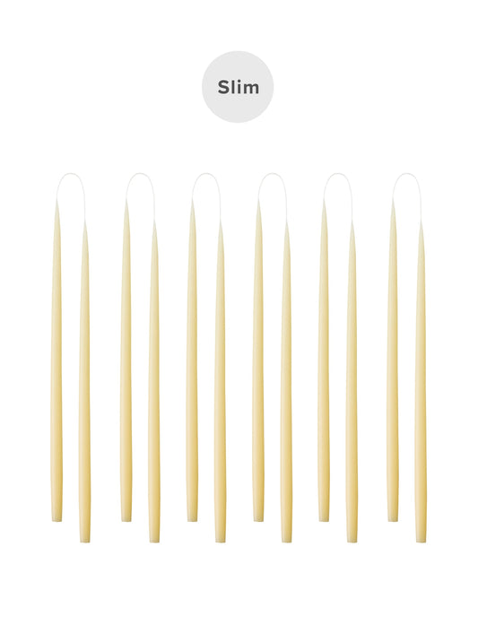 Slim coloured candle, Ø=1.3 cm H= 28 cm giftbox w. 12 pcs. - Ivory #05