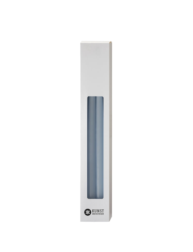 Slim coloured candle, Ø=1.3 cm H= 28 cm giftbox w. 12 pcs. - BlueGrey #21