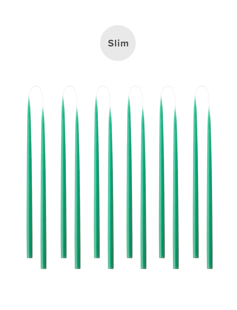 Slim colored candle, Ø=1.3 cm H= 28 cm gift box w. 12 pcs. - Turquoise #25