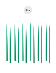 Slim colored candle, Ø=1.3 cm H= 28 cm gift box w. 12 pcs. - Turquoise #25