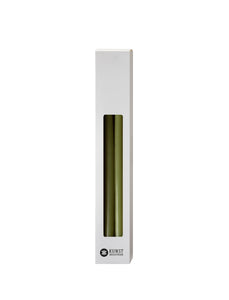 Slim colored candle, Ø=1.3 cm H= 28 cm gift box w. 12 pcs. - Olive #36