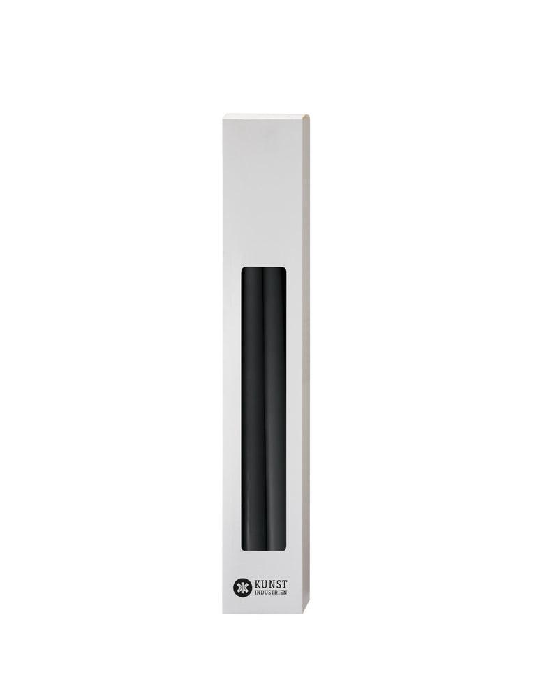 Slim coloured candle, Ø=1.3 cm H= 28 cm giftbox w. 12 pcs. - Black #91