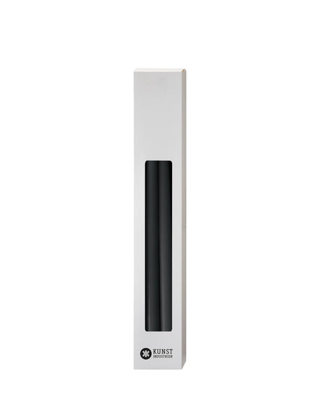 Slim coloured candle, Ø=1.3 cm H= 28 cm giftbox w. 12 pcs. - Black #91