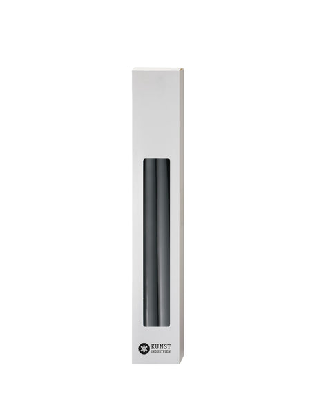 Slim coloured candle, Ø=1.3 cm H= 28 cm giftbox w. 12 pcs. - Charcoal Grey #92
