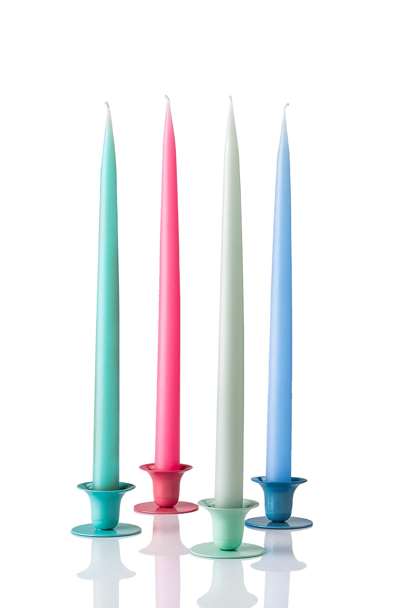 Hand dipped, dyed candle, in 4 pack - 2.2 cm x 45 cm - Pastel Rose #82