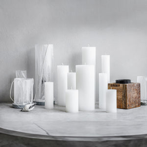 Wax Altar Candles. Ø=8.5 cm. H=15 cm. EN 15426 - White