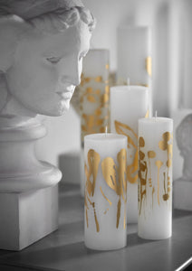 Abstract Flowers - Abstract Flowers - Wax Altar Candles 7 cm x 18 cm - Gold