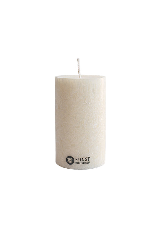 Upcycled olive wax pillar candles 6 cm x 10 cm - Off White