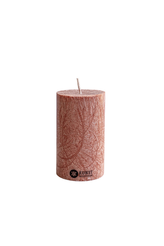 Upcycled olive wax pillar candles 6 cm x 10 cm - Chestnut