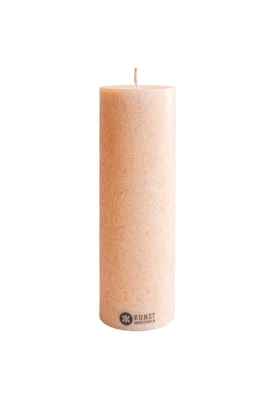 Upcycled olive wax pillar candles 6 cm x 18 cm - Sand