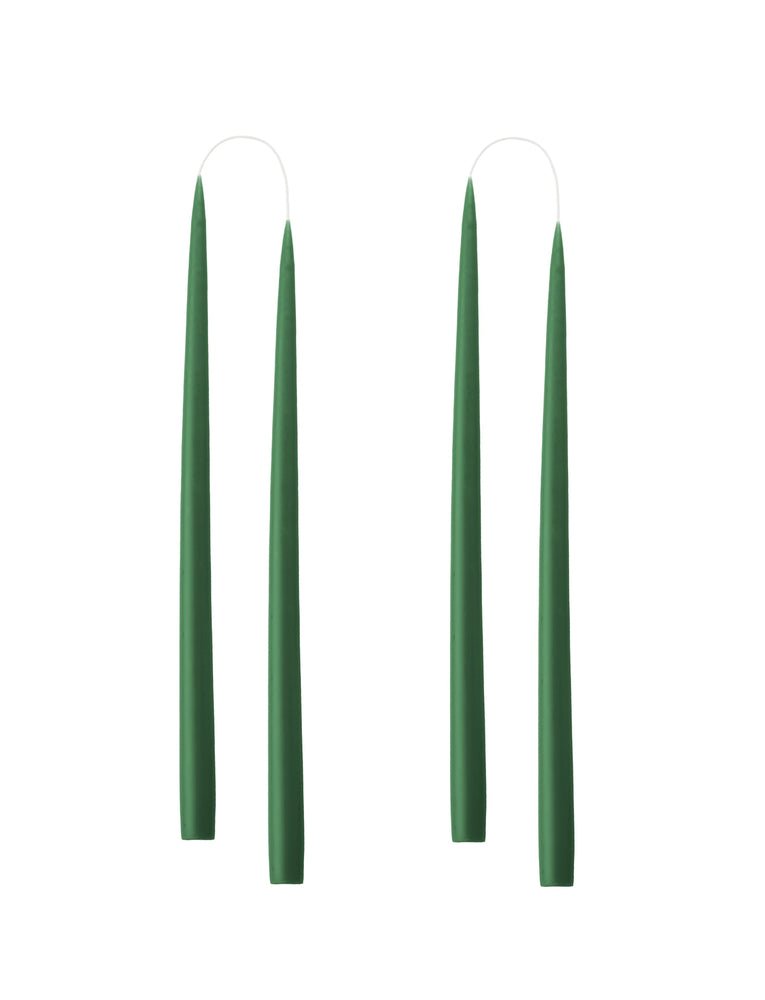 Hand dipped, dyed candle, in 4 pack - 2.2x35 cm - Bottle Green #34