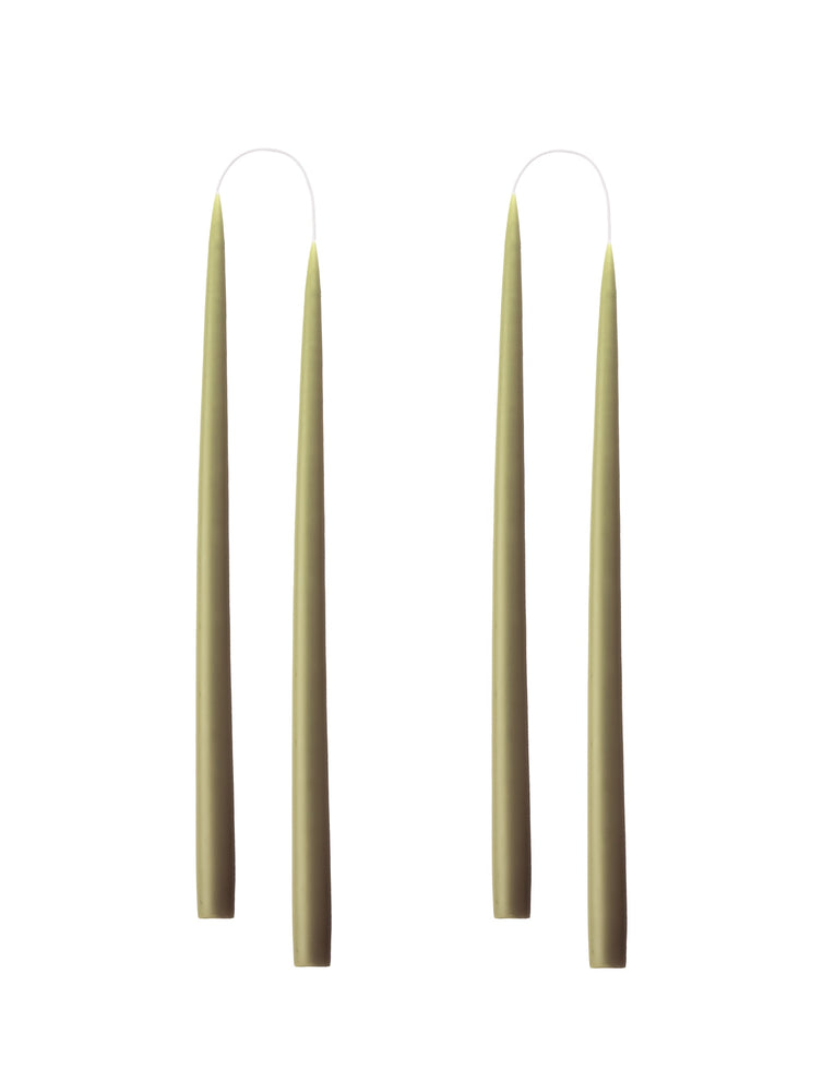 Hand dipped, dyed candle, in 4 pack - 2.2x35 cm - Olive #36