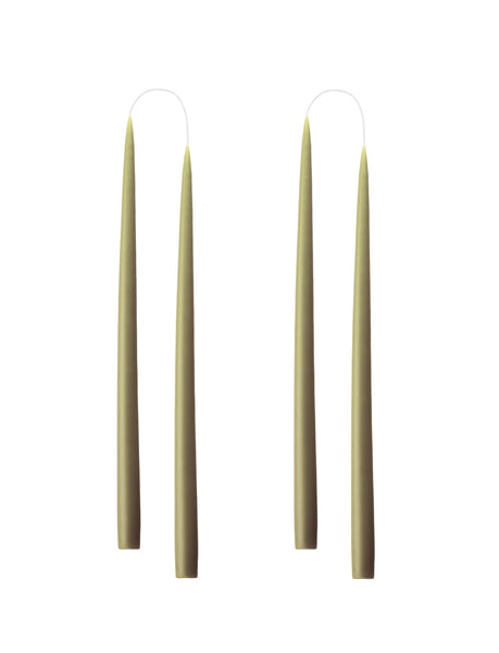 Hand dipped, dyed candle, in 4 pack - 2.2x35 cm - Olive #36