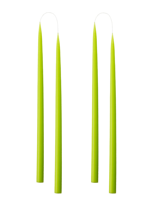 Von Hand getauchte, gefärbte Kerze, im 4er-Pack – 2,2 cm x 45 cm – Limette Nr. 31