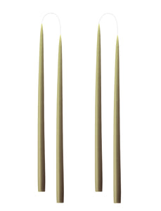 Hand dipped, dyed candle, in 4 pack - 2.2 cm x 45 cm - Olive #36
