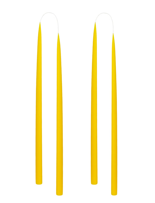 Von Hand getauchte, gefärbte Kerze, im 4er-Pack – 2,2 cm x 45 cm – Zitronengelb #53