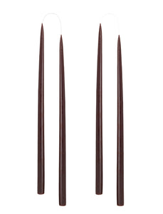 Hand dipped, dyed candle, in 4 pack - 2.2 cm x 45 cm - Chocolate Brown #60