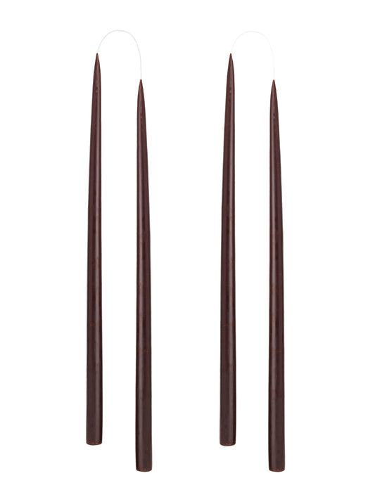 Von Hand getauchte, gefärbte Kerze, im 4er-Pack – 2,2 cm x 45 cm – Schokoladenbraun #60