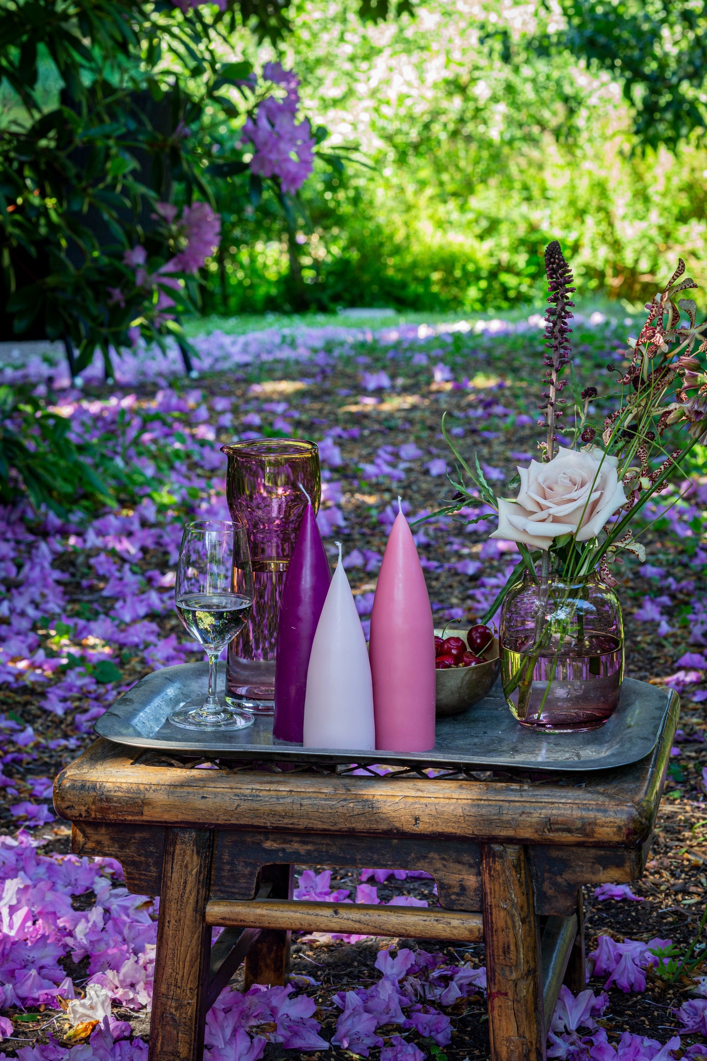 Colored Cone-Shaped Candles - ø-6.5 cm, length 20 cm - 2-pack - Pastel Rose #82
