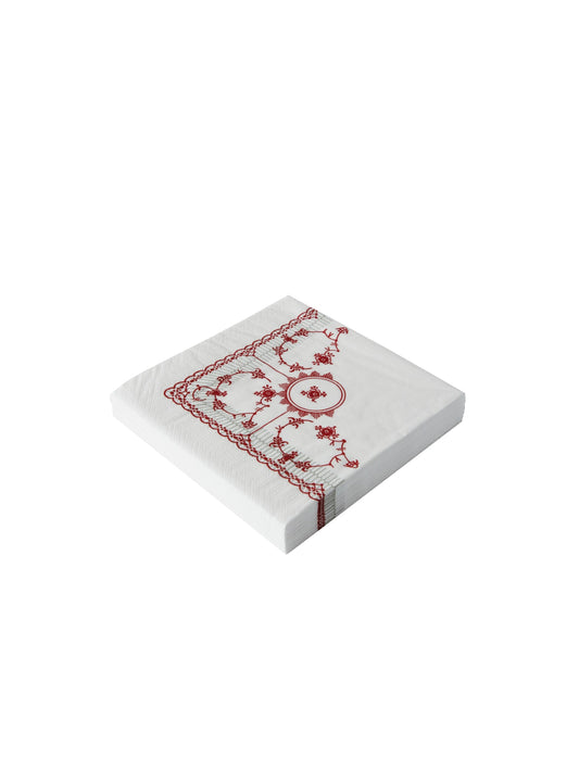 Classic Napkins, 33x33 cm, 20 pcs. - Red Fluted