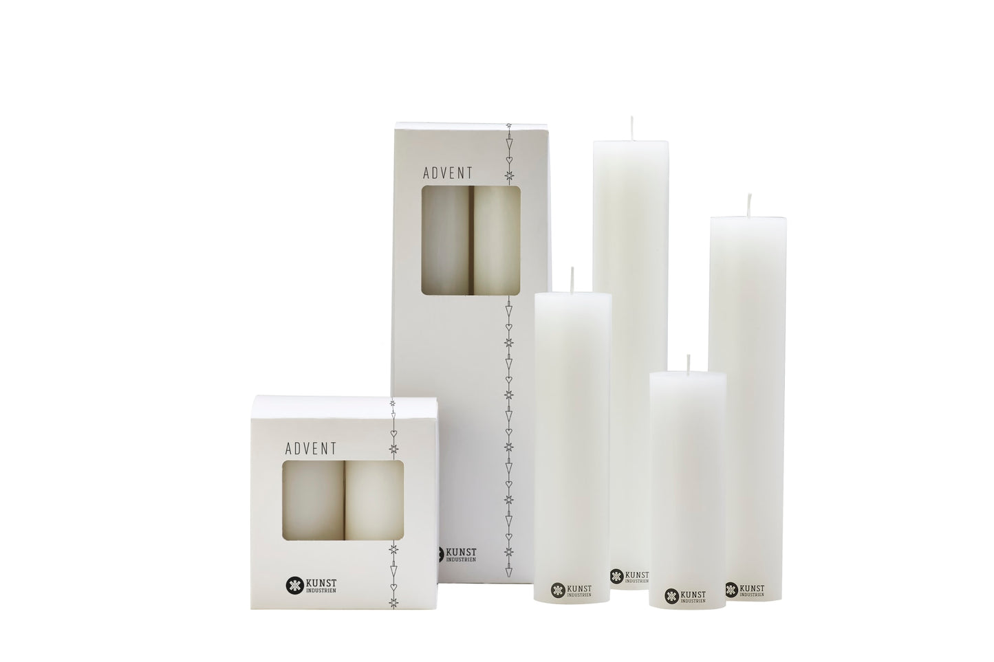 Advent Candles in Boxes - 5 cm diam. (15cm, 20cm, 25cm and 30cm) -