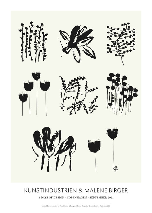 Abstrakte Blumen - Poster - 01Weiß