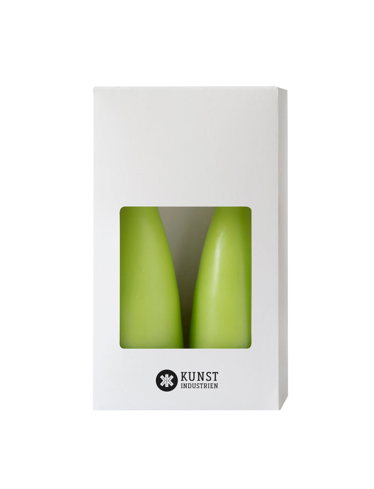 Coloured Cone-Shaped Candles - ø-6,5 cm, length 20 cm - 2-pack - Lime #31