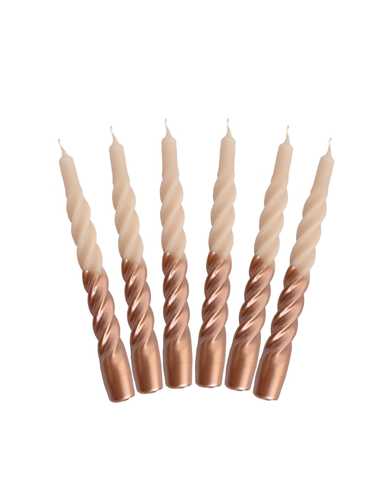 Candles with a Twist - Multi-coloured - Taper Candle 21 cm - # Rose and Rose Gold