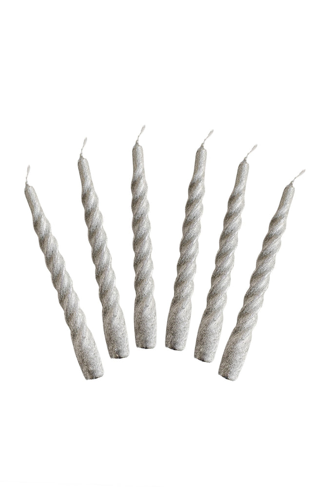Candles with a Twist - Brushed -Taper Candle 21 cm - Brushed-Silver