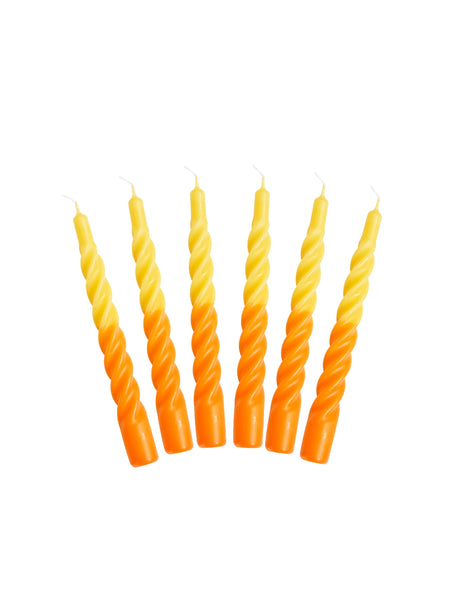 Candles with a Twist - Multi-coloured - Taper Candle 21 cm - # Yellow and Orange