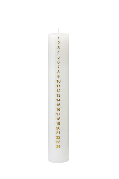 Dezemberkerze, 5 x 30 cm. RSPO Stearin. EN 15426 – Gold
