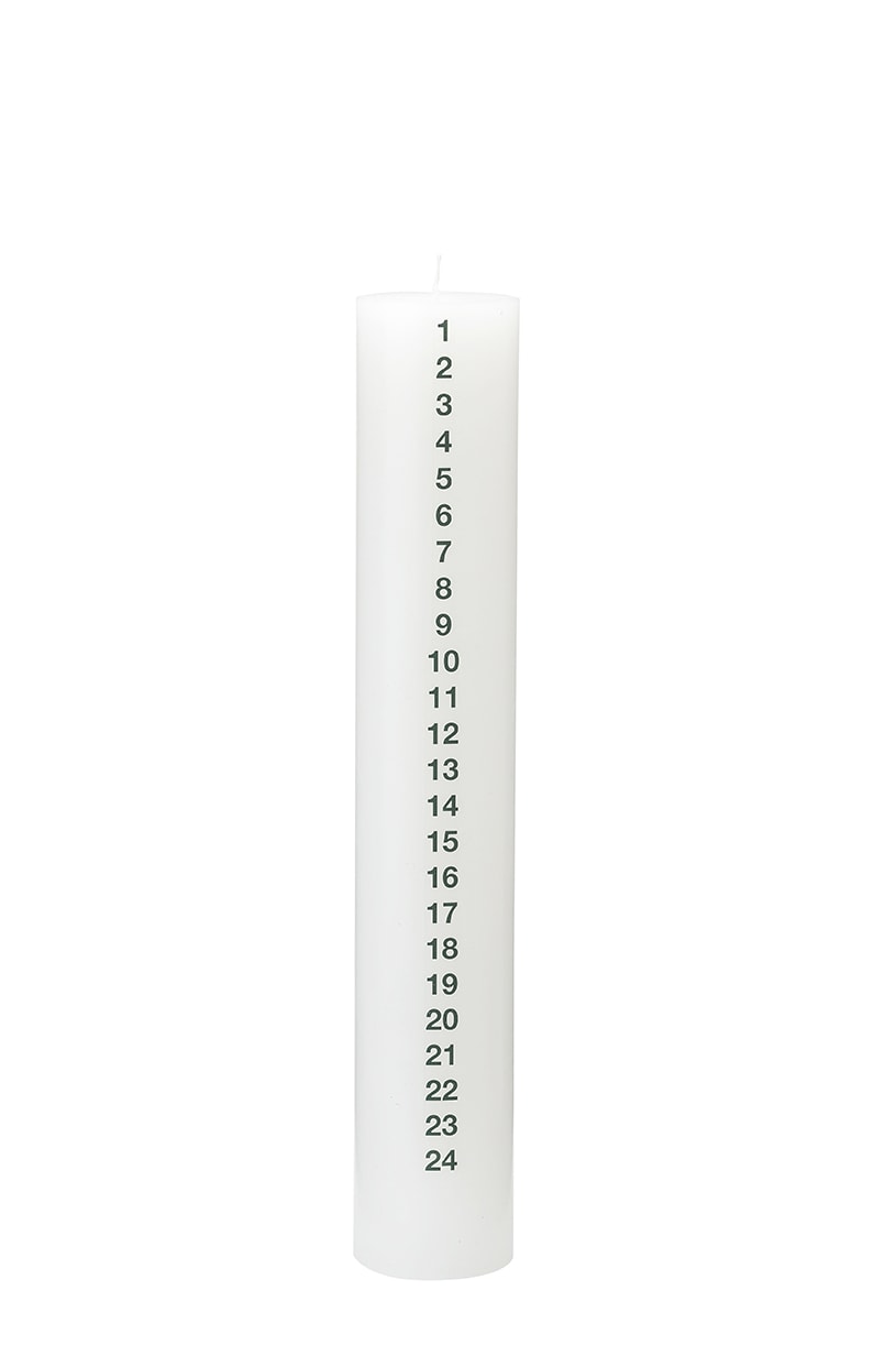 Dezemberkerze. 5 x 30 cm. w. RSPO Stearin. EN 15426 – Moosgrün