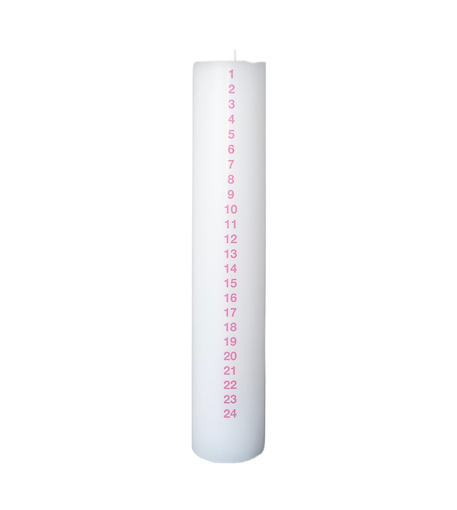 December Candle. 6 x 30 cm. w. RSPO Stearin. EN 15426 - Pink