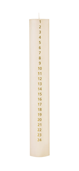 Dezemberkerze, 6 x 40 cm, m. RSPO Stearin, EN 15426 – gebrochenes Weiß Nr. 03