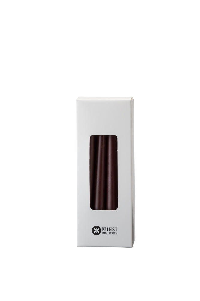Small coloured candle, Ø=1.3 cm, giftbox w. 12 pcs. - Chocolate Brown #60