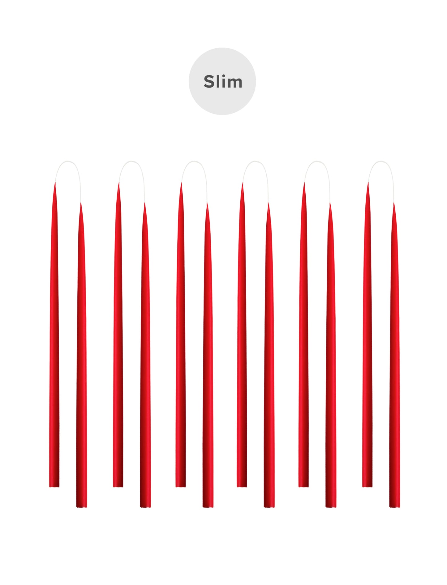 Slim coloured candle, Ø=1.3 cm H= 28 cm giftbox w. 12 pcs. - X-mas Red #10