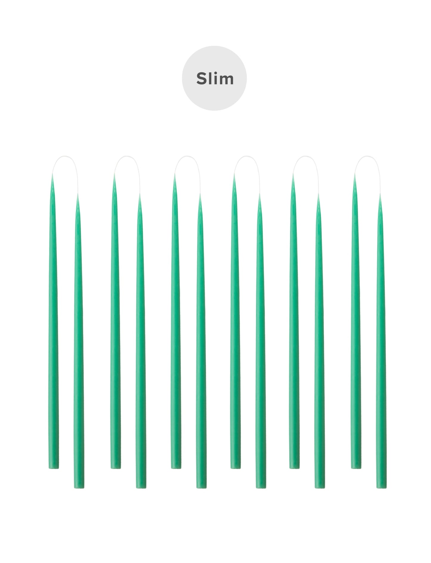 Slim coloured candle, Ø=1.3 cm H= 28 cm giftbox w. 12 pcs. - Turquoise #25
