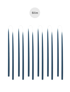 Slim coloured candle, Ø=1.3 cm H= 28 cm giftbox w. 12 pcs. - Marine Blue #28