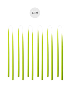 Slim coloured candle, Ø=1.3 cm H= 28 cm giftbox w. 12 pcs. - Lime #31